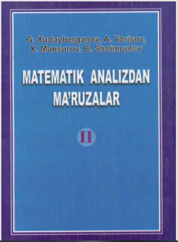 Matematik analizdan ma'ruzalar II