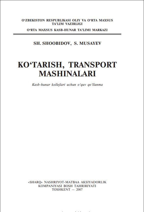 KO`TARISH TRANSPORT MASHINALARI