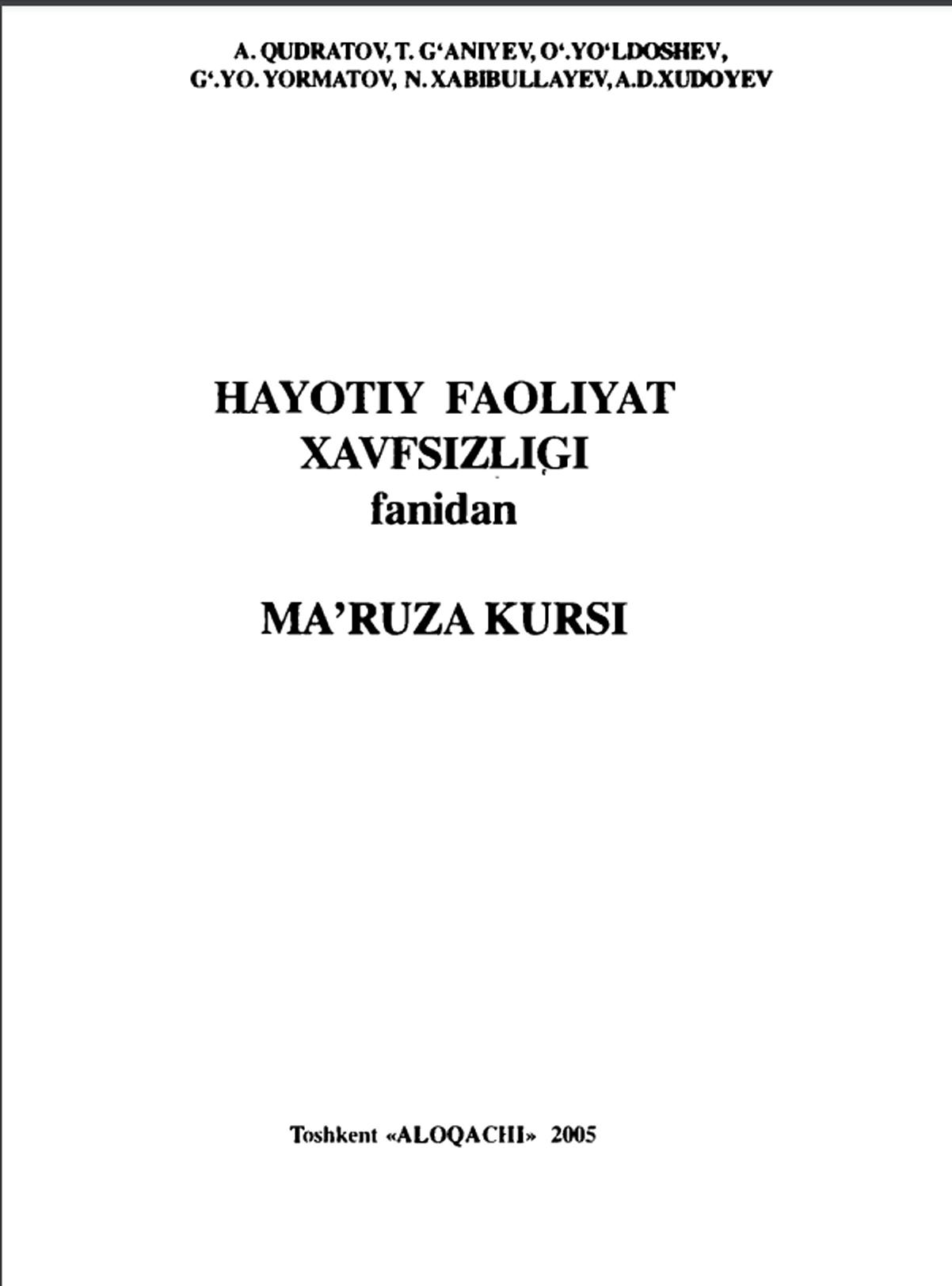 Hayotiy faoliyat xavfsizligi