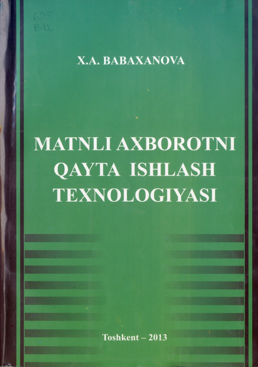 Matnli axborotni qayta ishlash texnologiyasi