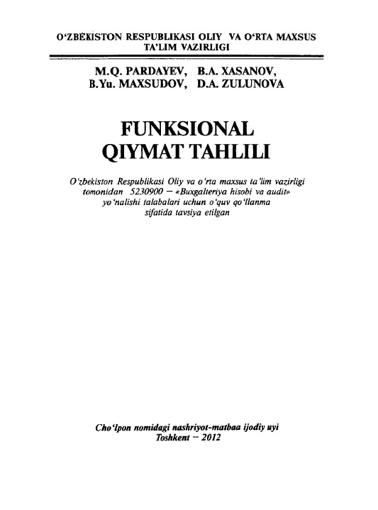 Funksional qiymat tahlili