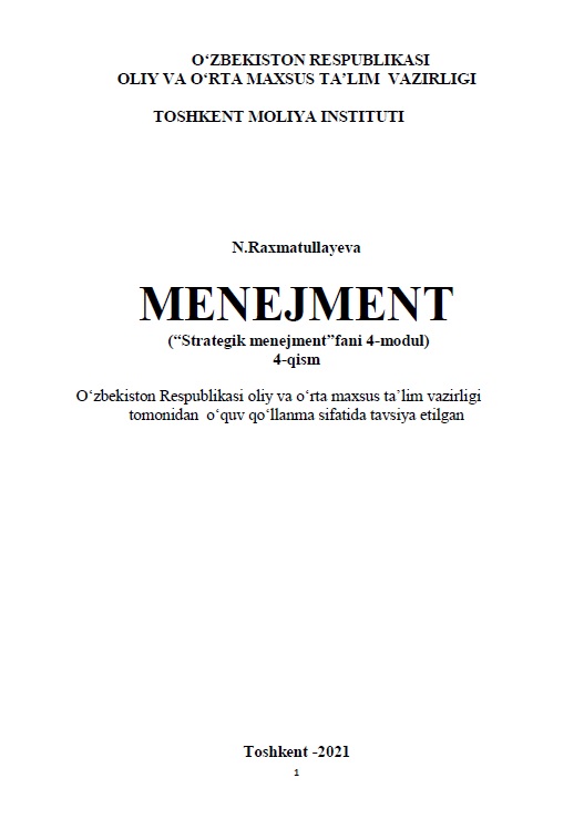 Menejment. (Strategik menejment fani 4-modul) 4-qism