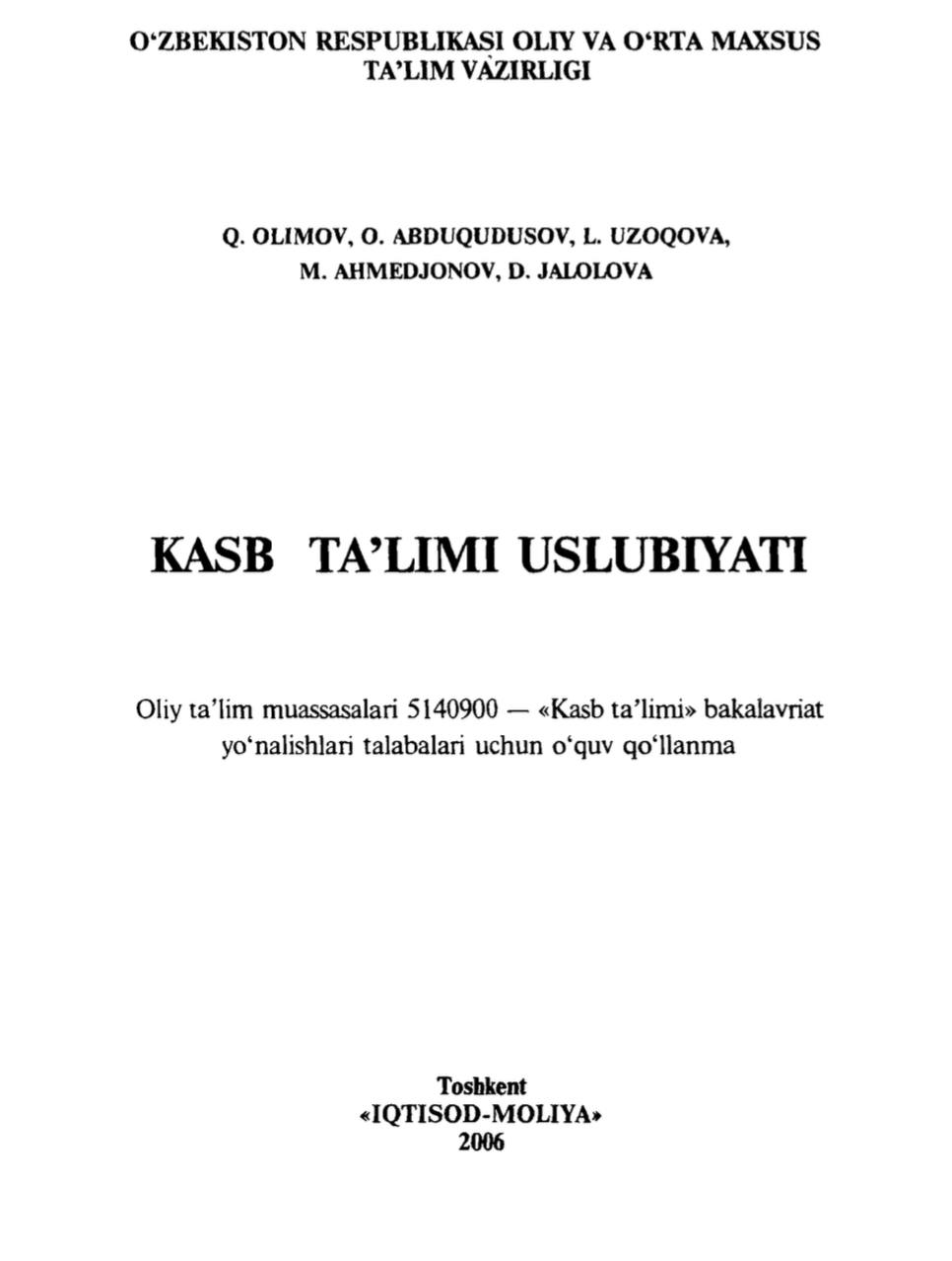 KASB TA’LIMI USLUBIYATI