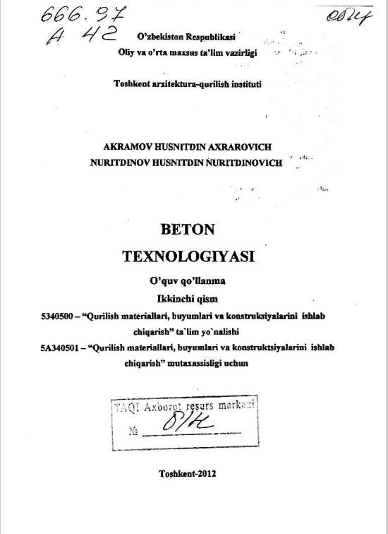BETON TEXNOLOGIYASI