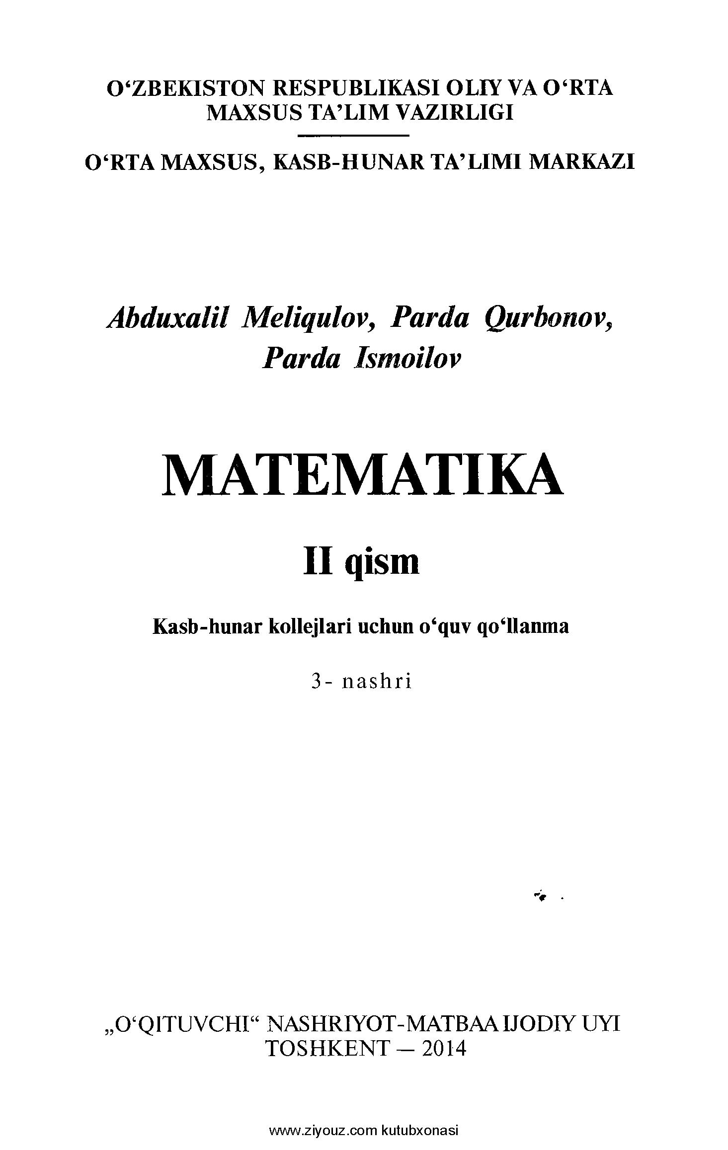 Matematika II qism