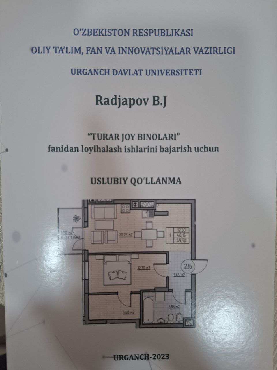 "Turar joy binolari" fanidan loyihalash ishlarini bajarish uchun