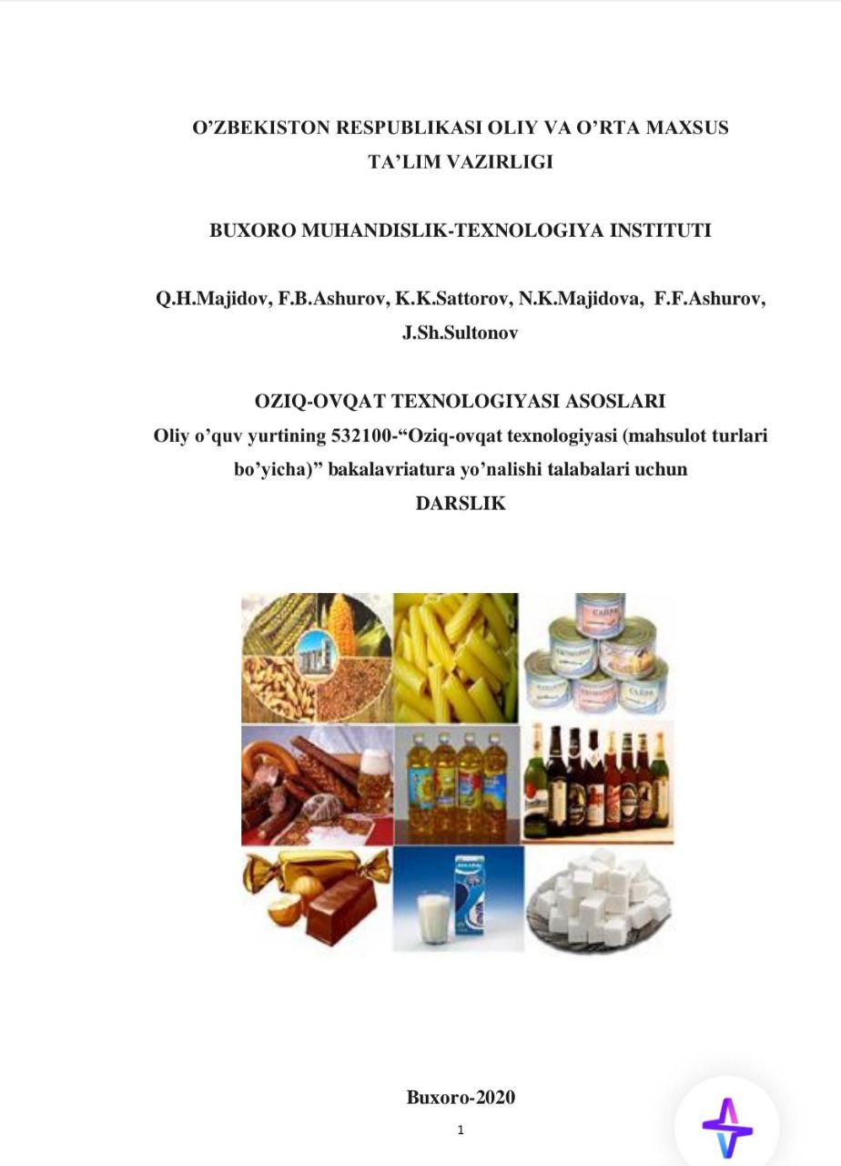 " Oziq-ovqat texnologiyasi asoslari "