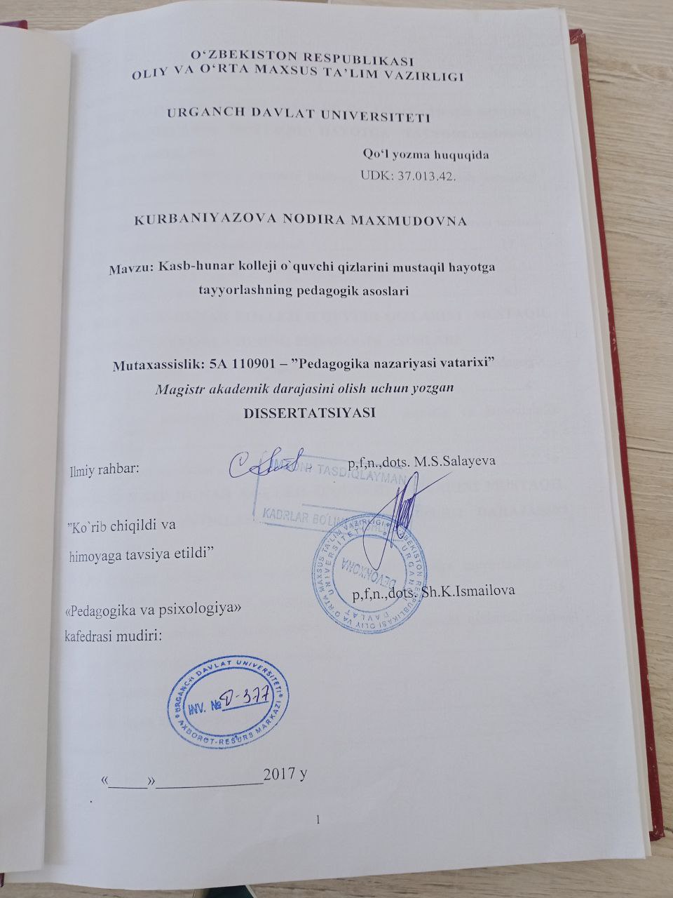 Kasb-hunar kolleji o'quvchi qizlarni mustaqil hayotga tayyorlashning pedagogik asoslari