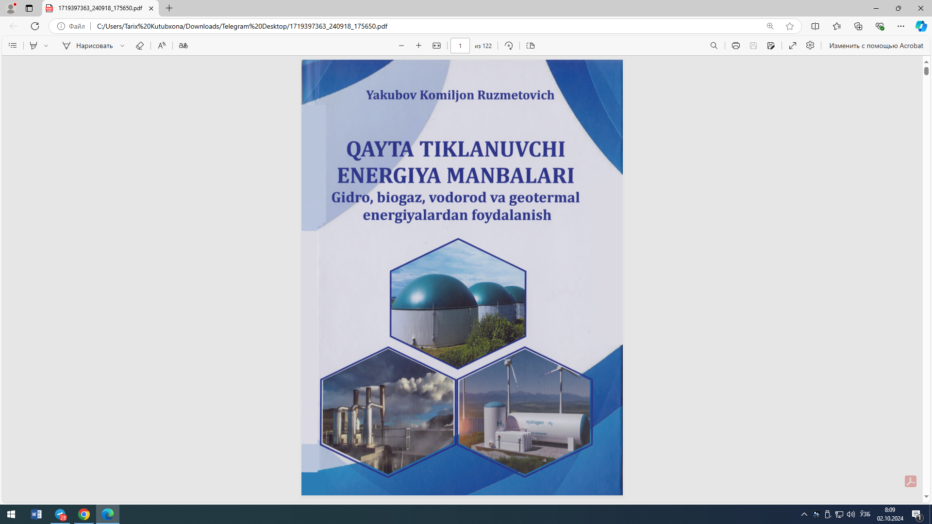 Qayta tiklanuvchi energiya manbalari (Gidro, biogaz, vodorod va geotermal energiyalardan foydalanish).