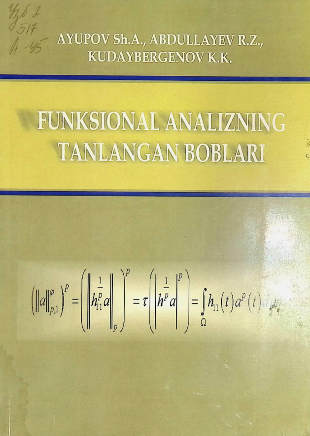 Funksional analizning tanlangan boblari