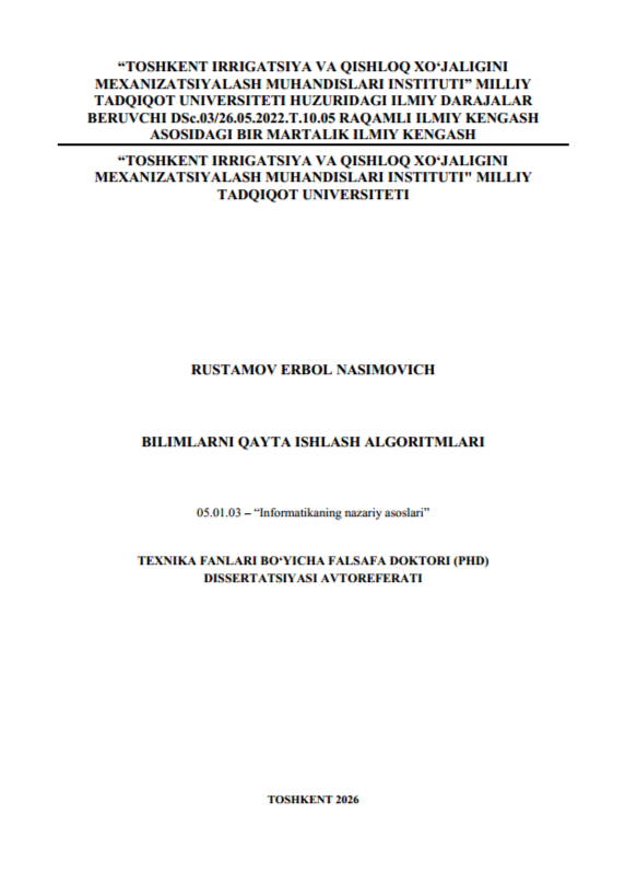 Bilimni qayta ishlash algoritmlari