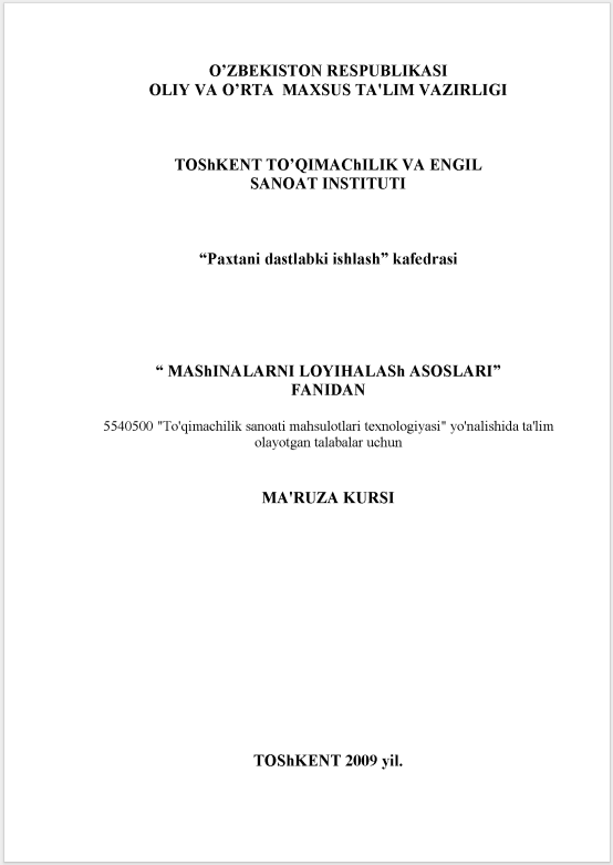 Mashinalarni loyihalash asoslari