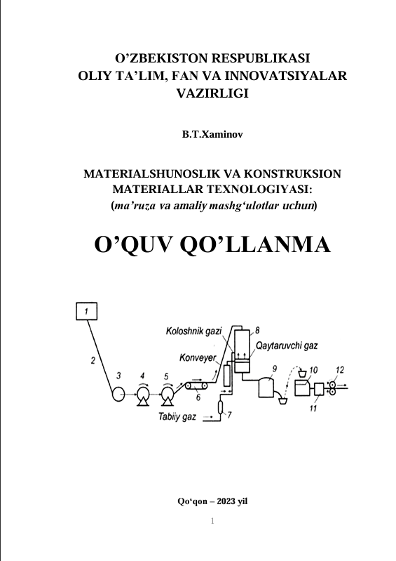 Materialshunoslik va konstruksion materiallar texnologiyasi: (ma'ruza va amaliy mashg'ulotlar uchun)