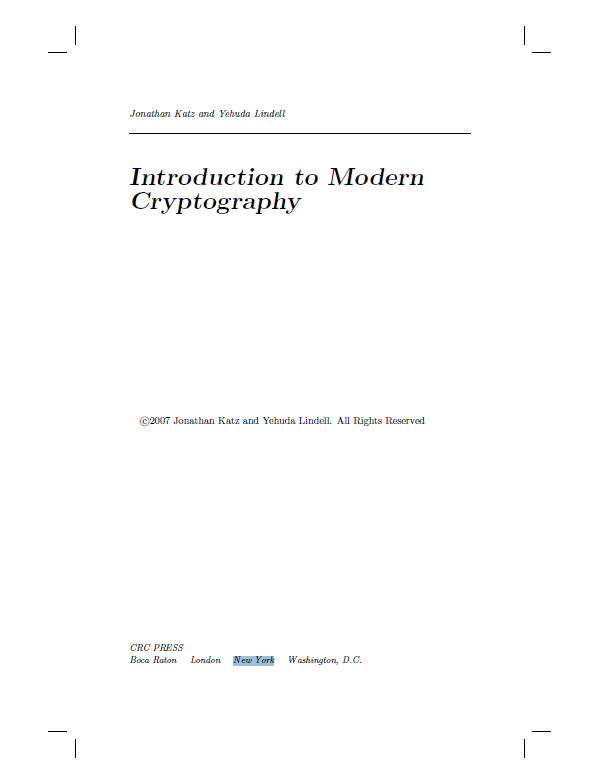Introduction to Modern Cryptography