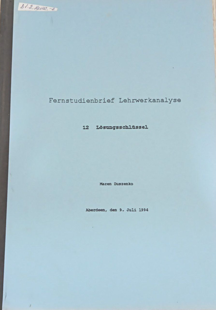 Fernstudienbrief Lehrwerkanalyse