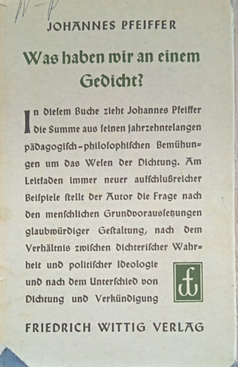 Was haben wir an einem Gedicht