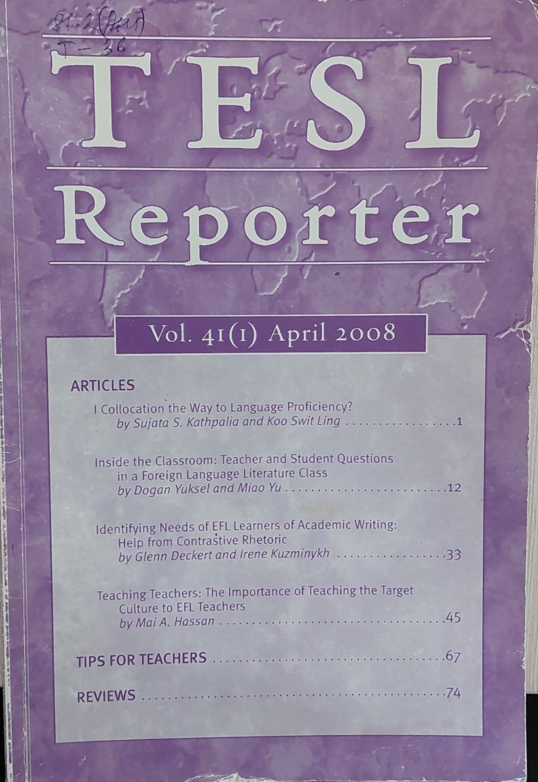 TESL Reporter" (Teaching English as a Second Language Reporter)