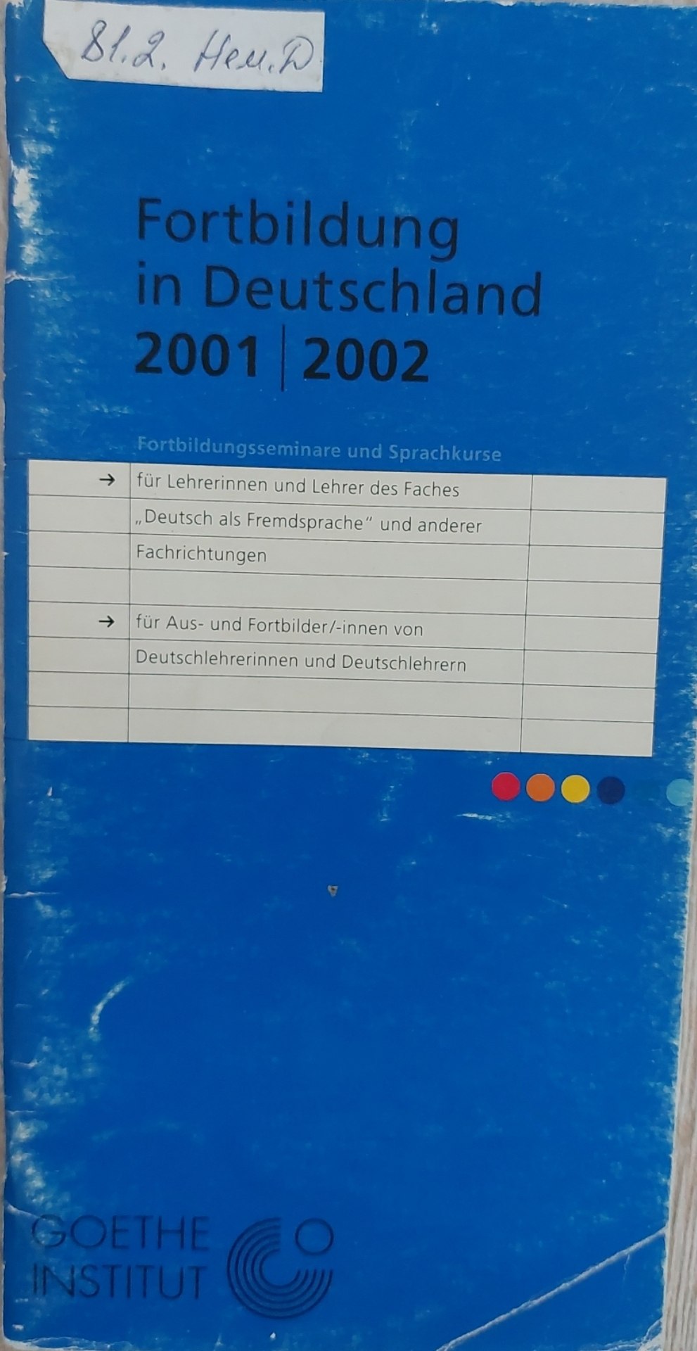 Fortbildung in Deutschland 2001 | 2002