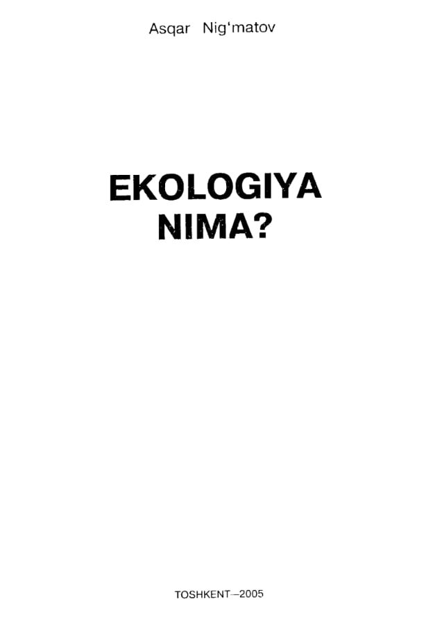 Ekologiya nima?