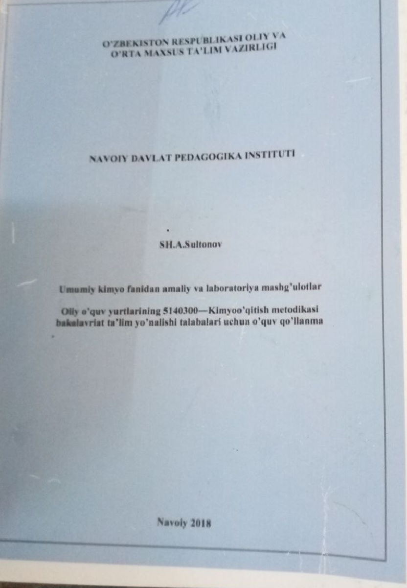 Umumiy kimyo fanidan amaliy va laboratoriya mashg`ulotlar