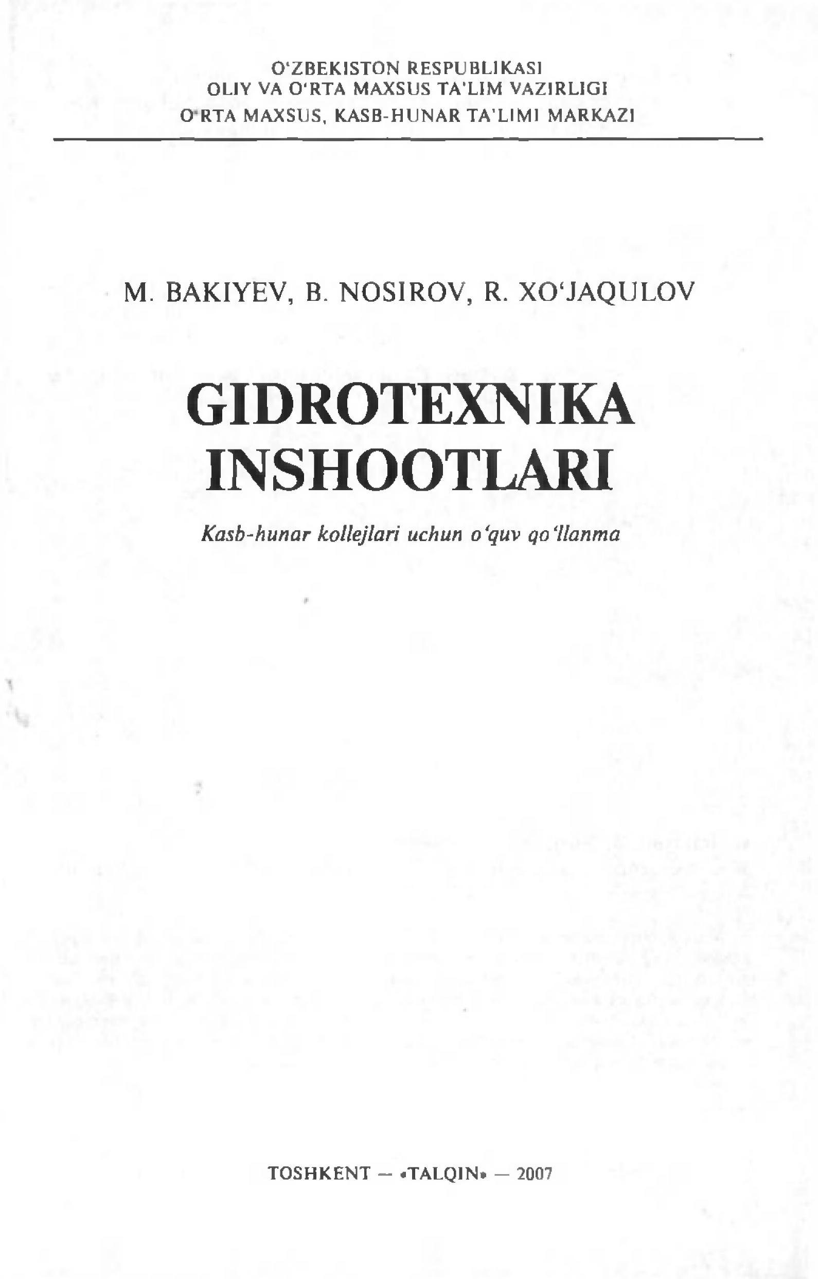 Gidrotexnika inshootlari