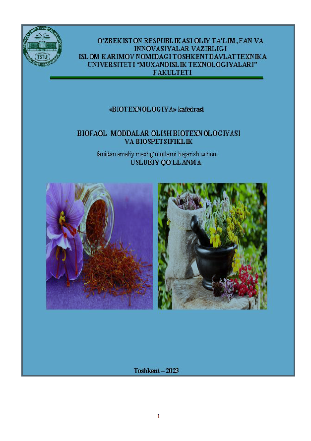 Biofaol moddalar olish biotexnologiyasi va biospetsifiklik