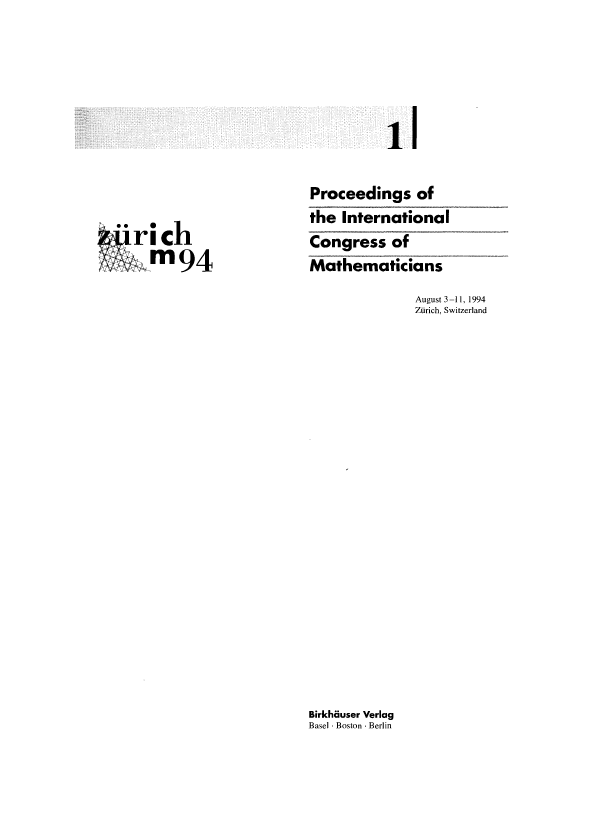International Congress of Mathematicians 1-Tom
