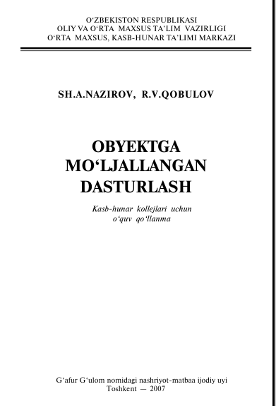Obyektga mo'ljallangan dasturlash