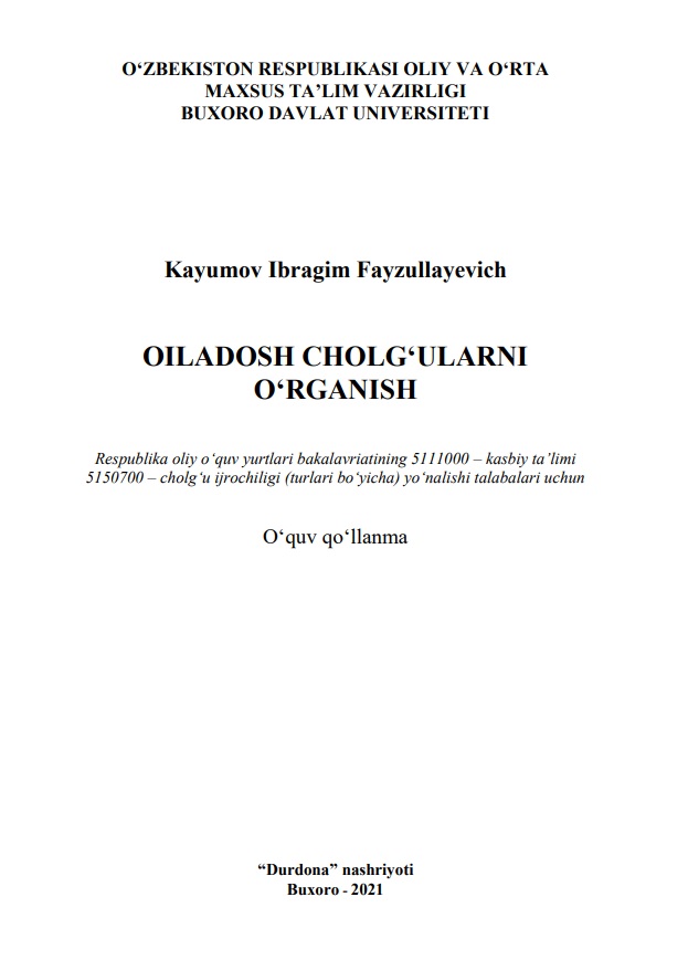 Oiladosh cholg'ularni o'rganish