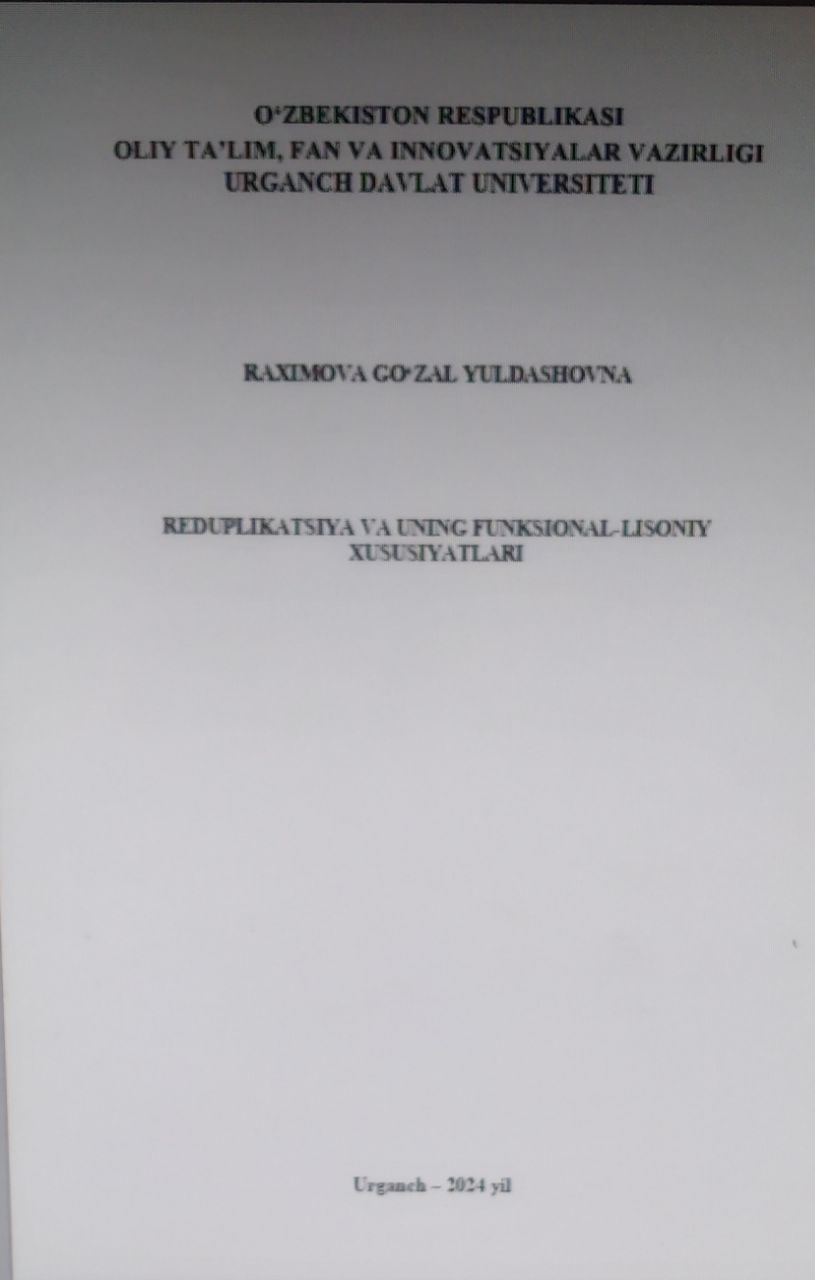 Reduplikatsiya va uning funksional-lisoniy xususiyatlari