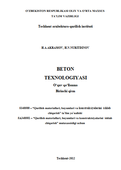 Beton texnologiyasi 1 qism