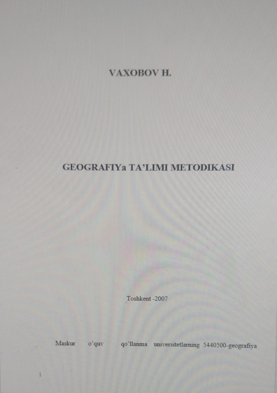 Geografiya ta'limi metodikasi