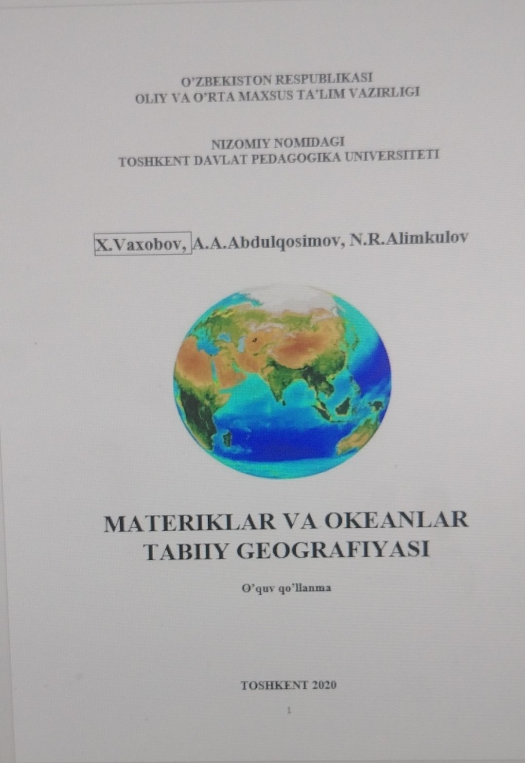 Materiklar va okeanlar tabiiy geografiyasi