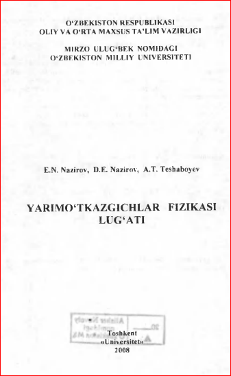 Yarimo'tkazgichlar fizikasi lug'ati