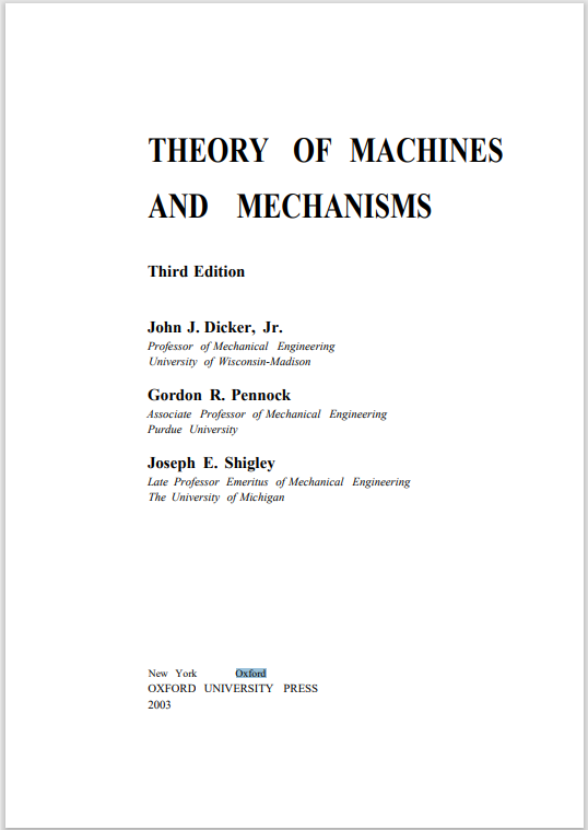 Theory of machines and mechanisms