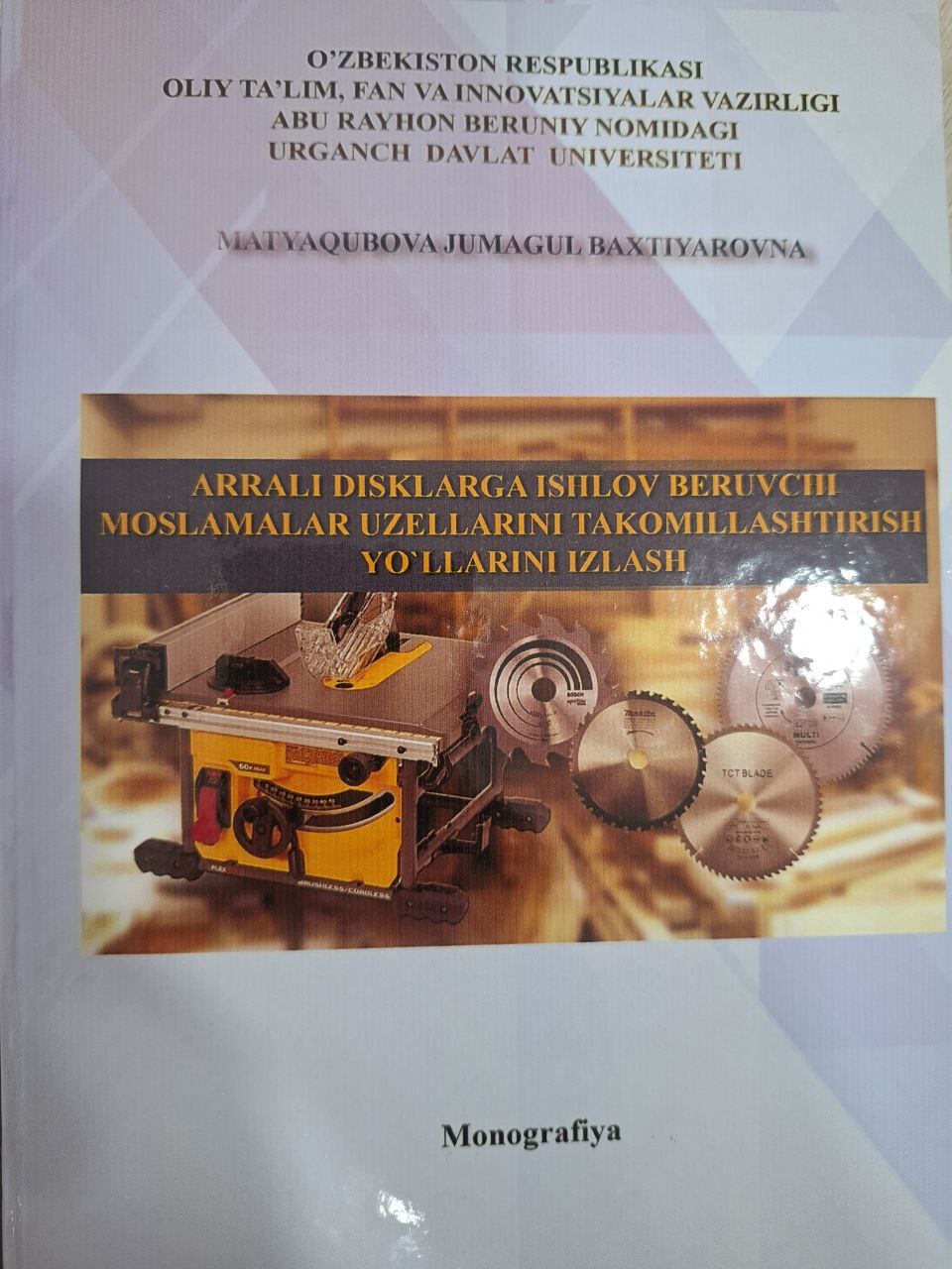 Arrali disklarga ishlov beruvchi moslamalar uzellarini takomillashtirish yo'llarini izlash