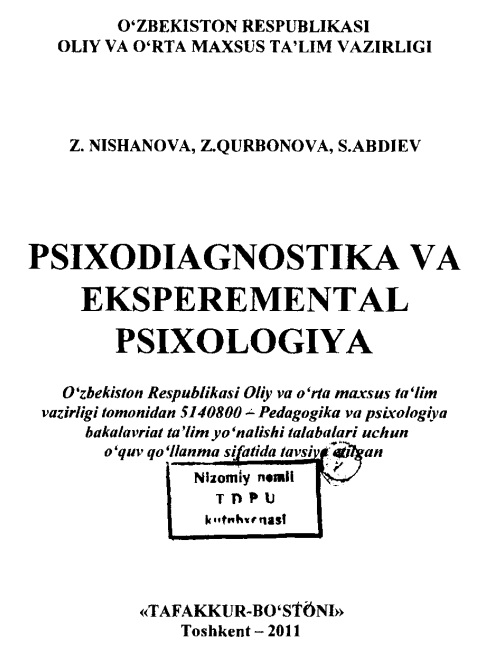 Psixodiagnostika va eksperimental psixologiya