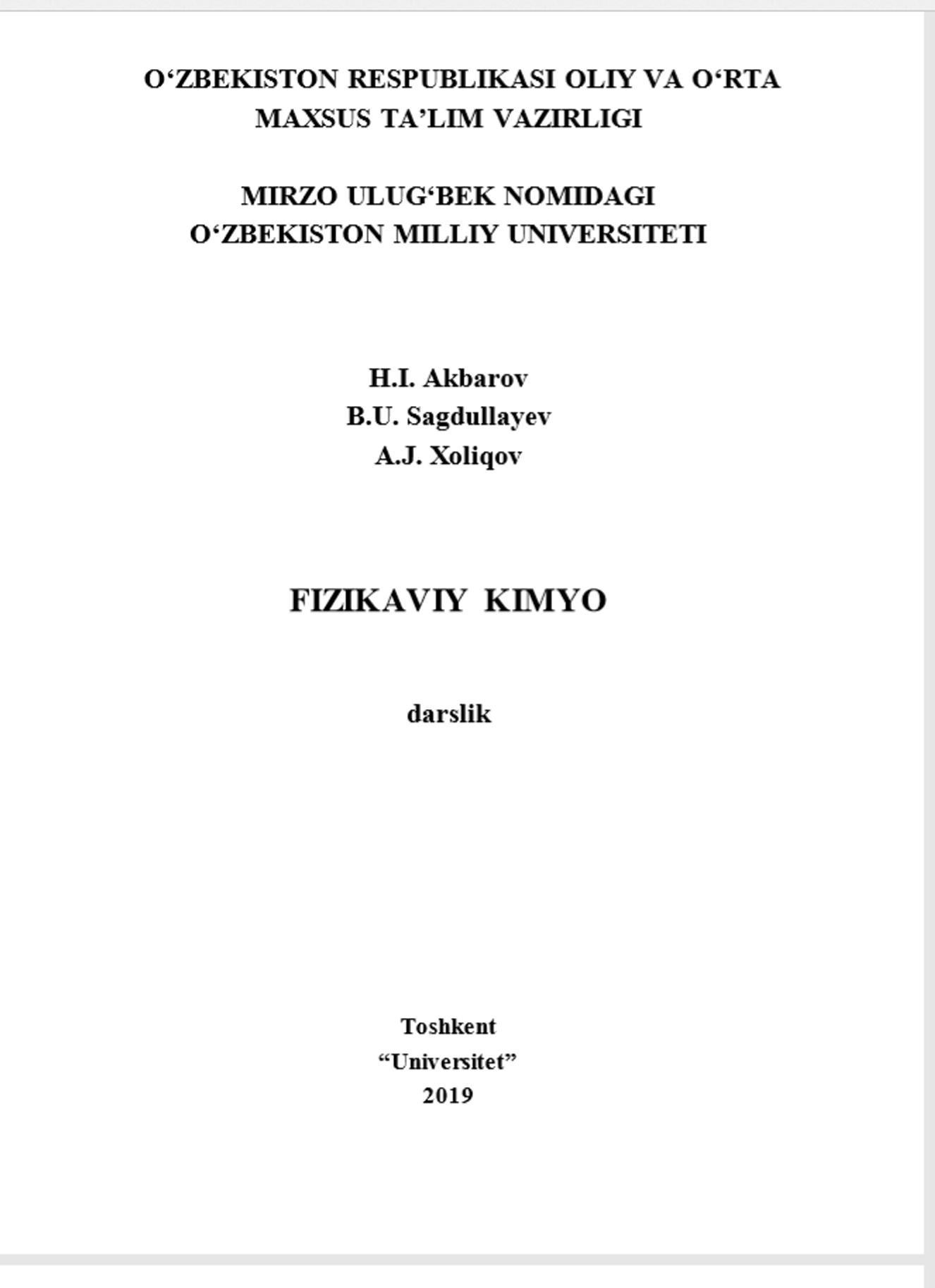 Fizikaviy kimyo