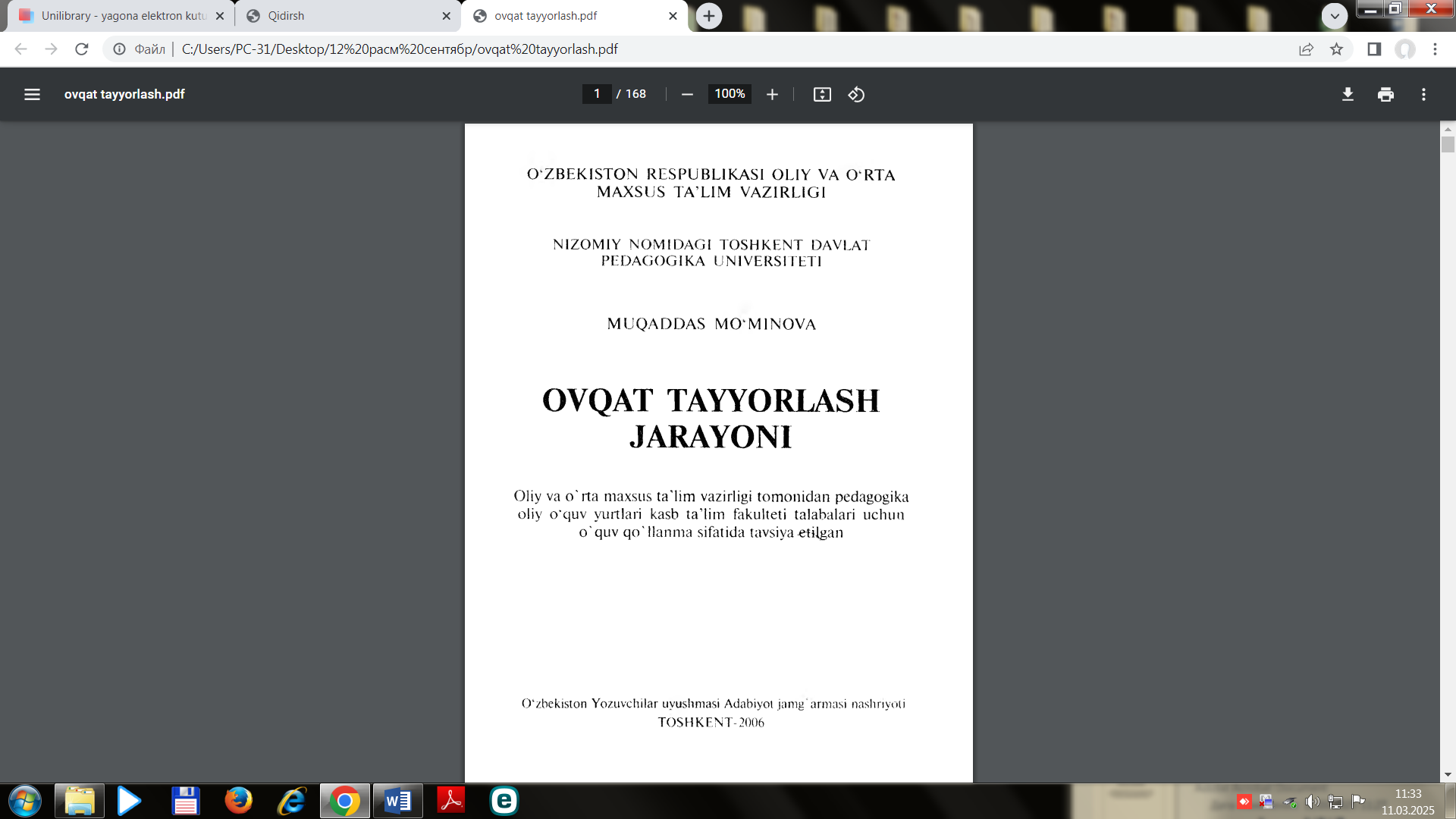 Ovqat tayyorlash jarayoni