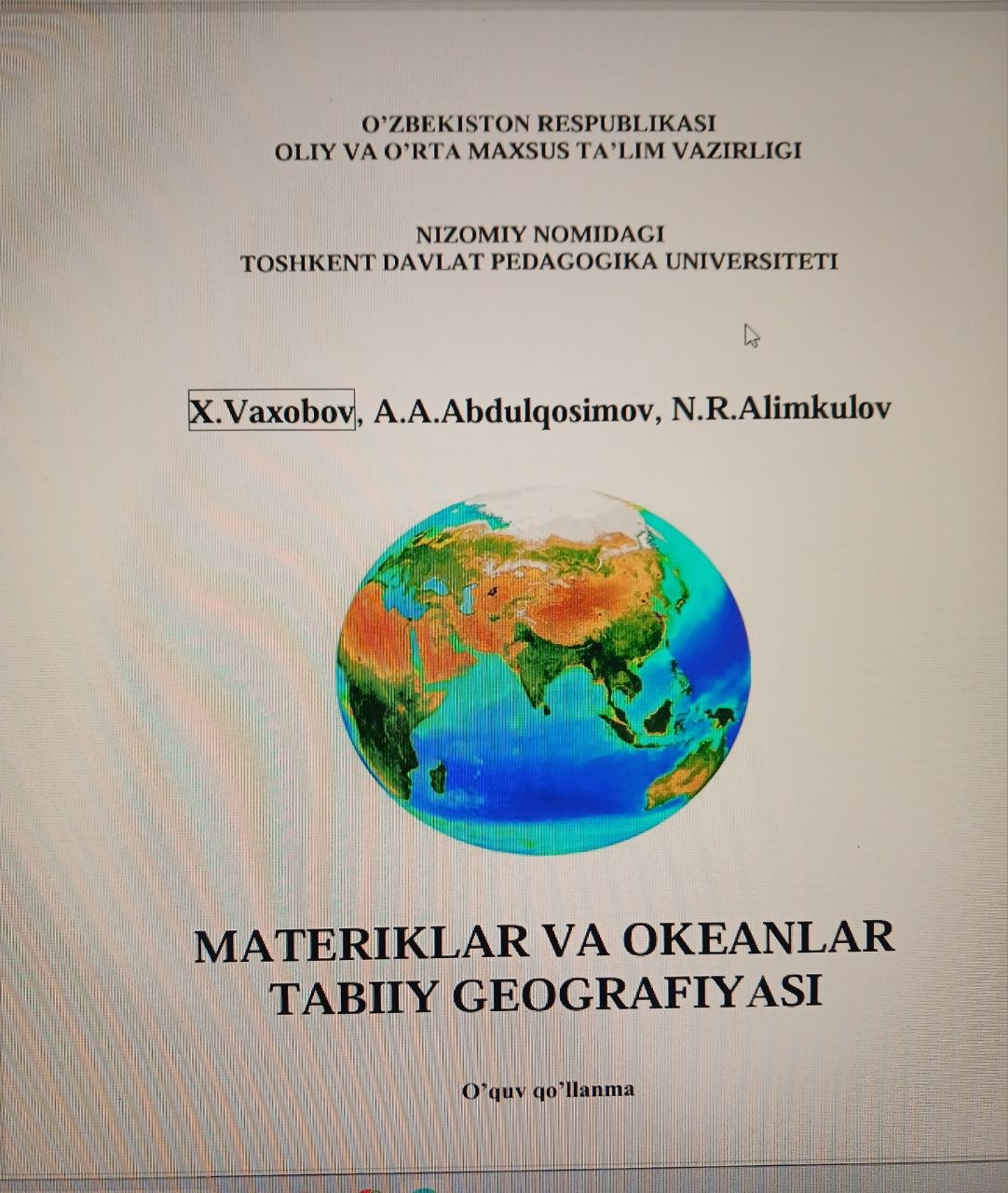 Materiklar va okeanlar tabiiy geodrafiyasi
