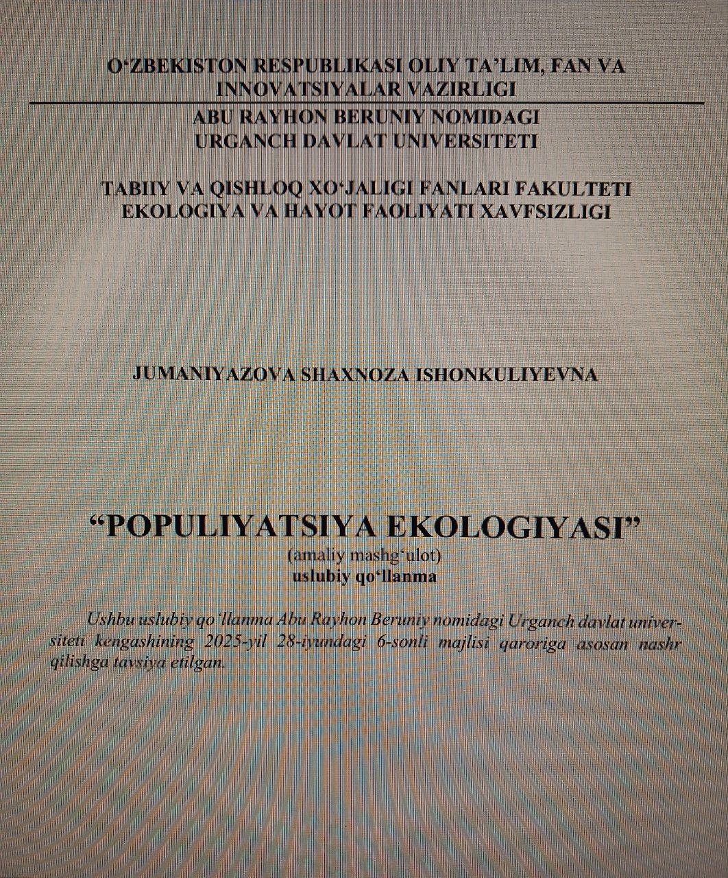 Populiyatsiya ekologiyasi