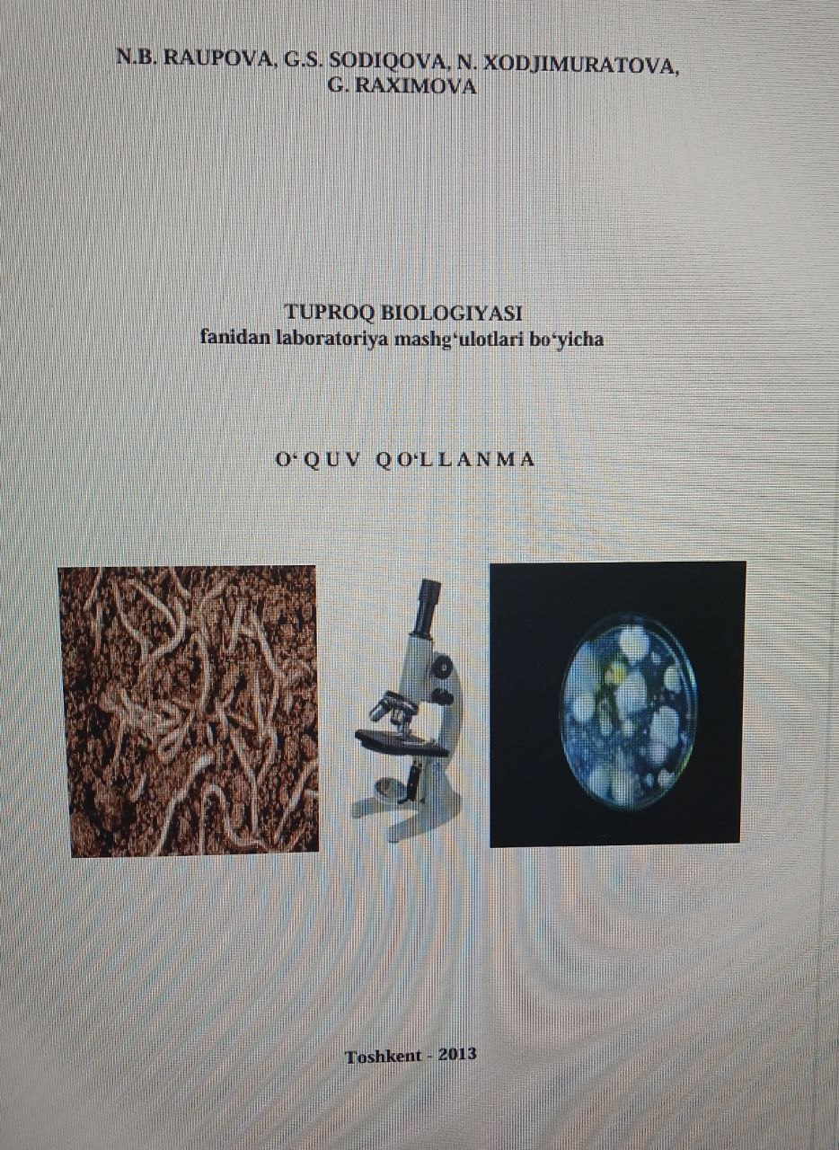 Tuproq biologiyasi.  fanidan laboratoriya mashg„ulotlari bo„yicha
