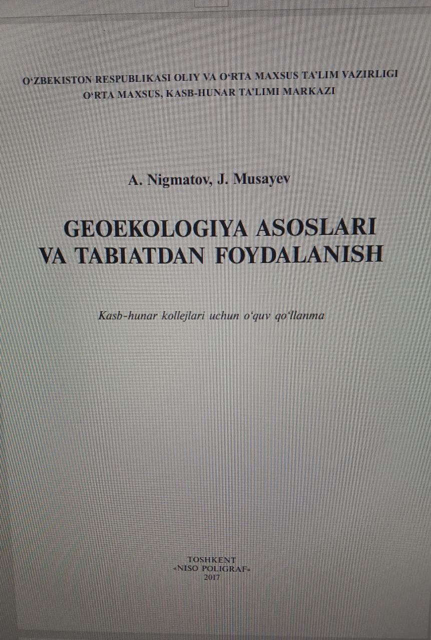 Geoekologiya asoslari va tabiatdan foydalanish