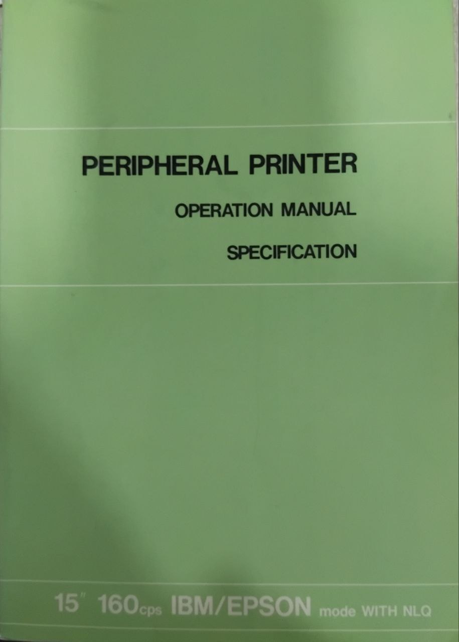 Peripheral printer. Operation manual, Specification
