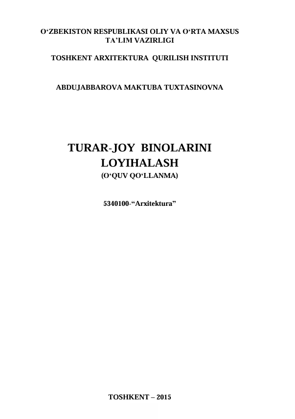 Turar-joy binolarini loyihalash