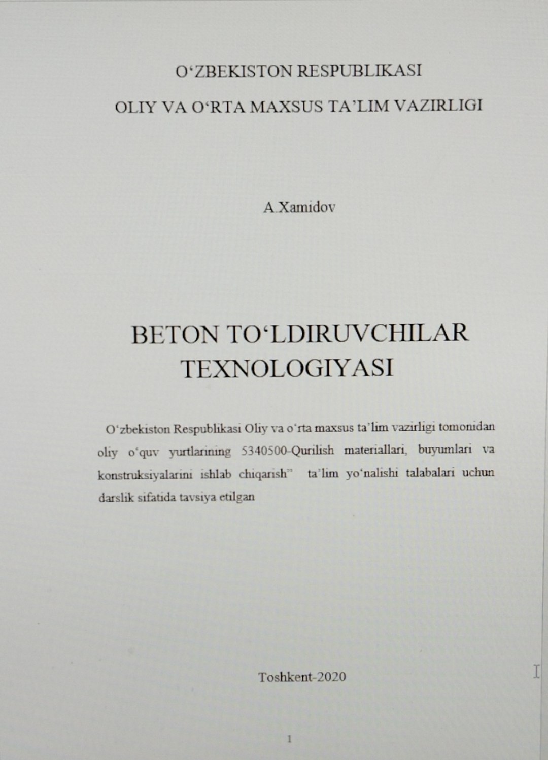BETON TO‘LDIRUVCHILAR TEXNOLOGIYASI